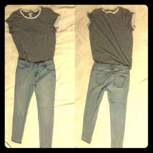 Blue Jean and Grey shirt Casual Girls Outfit